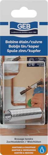 GEB Bobina de estaño/cobre 3%. Adecuado para soldar cobre y sus aleaciones (latón, bronce). Sin plomo. Recomendado para tuberías de agua potable – Bobina de 20 g