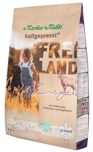 Markus-kvarn friland – utomhusingredienser – för känsliga hundar – 100 % kallpressad – premium hundtorrfoder (12 kg, get)