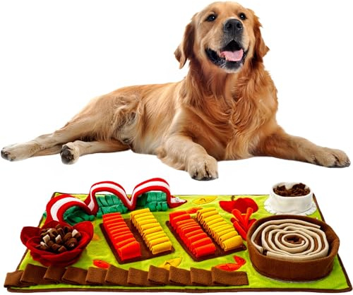 Pettain Snuffle Mat for Dogs Large Breed – Dog Puzzle Toy, Foraging Mat & Slow Feeder for Enrichment & Mental Stimulation, 32x20 Washable for Puppies & Large Dogs