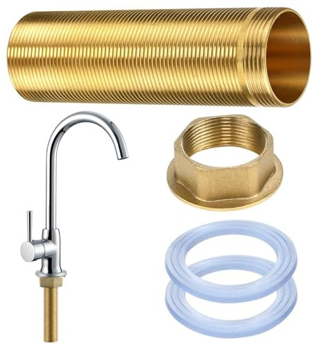 lrgnixs Kit d'extension de robinet M30 10 cm avec contre-écrou et tube fileté pour robinetterie montage en laiton