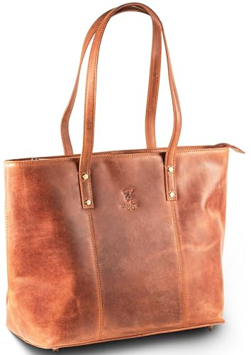 MATADOR Borsa a mano da donna grande in pelle #PARIS, elegante borsa a tracolla per ufficio, borsa da lavoro con molto spazio, hobo bag, tote bag o borsa a secchiello, perfetto shopper da donna per