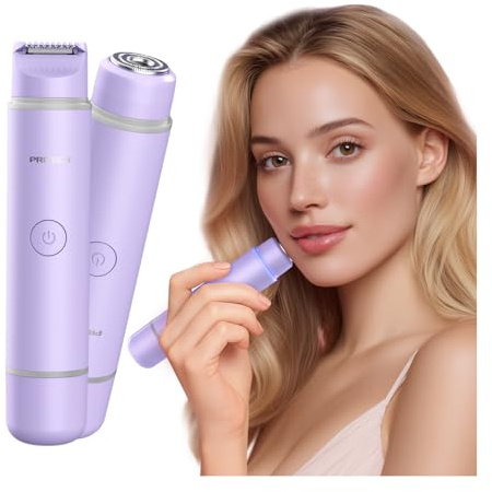 2 en 1 afeitadora de doble cabeza para mujer, removedor de vello facial para mujeres, mini removedor de vello húmedo y seco, afeitadora portátil para cabello, cara, cejas, bigote, barba, brazo, pierna
