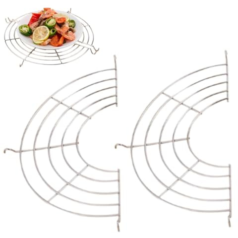 Kukyller Estantes de Acero Inoxidable, 2 uds., Rejilla semicircular para Enfriar Alimentos, colador, Cocina, Wok, sartén, Olla para freír, escurridor