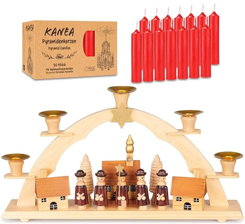 Brubaker Arco Natalizio con Set di 50 Candele Rosse - Cantori - Arco Luminoso Tradizionale per Candele Vere - Cornice Luminosa Stagionale da 32 cm - Decorazione Festiva per Natale