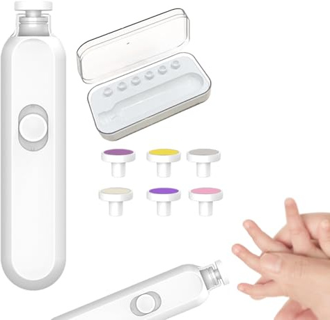 Limette Unghie Elettrica Automatica - Luce LED Sicura e Silenziosa,Per Bambini con 6 Testine di Levigatura - per Bambini, Casa, Asilo, Scuola, Soggiorno e Camera, per Unghie Mani e