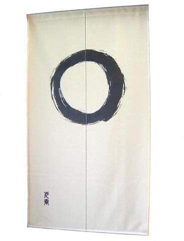 Fukui Textile Factory, Noren-Vorhang, Tapisserie, japanischer Stil, Enso, Kreis-Motiv, Made in Japan, Beige