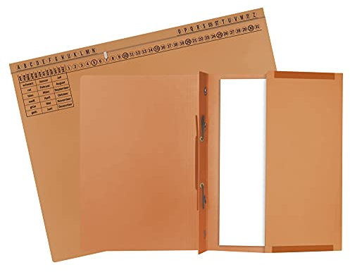 Exacompta 371109B 25er Pack Premium Kanzlei Hängehefter Exaflex Links- oder Rechtsheftung, extra starker Recycling Karton, mit dahnbarer Tasche für Büro Kanzlei und Anwälte Blauer Engel Orange