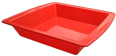 SILIVO Cake Moulds Tray, Silicone Easy-Demoulding 8.5×8.5 Cake Bakeware Square Baking Moulds Tins Set for Cakes, Bread, Pie, Pancakes, Pizza (Red)