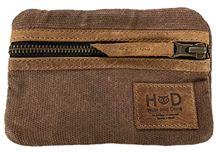 Hide & Drink, Multi-Tool Pocket Pouch, Compact Multipurpose EDC Zippered Bag, Mini Camping Tool Case, Waxed Canvas, Knife Holster, Handmade Slim Organizer, Honey Bourbon
