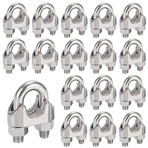 20 Stück Drahtseilklemme M5 Seilklemme Edelstahl 304 Bügelklemmen Seilklemme für Drahtseile Stahlkabel Seilen Ø 5mm