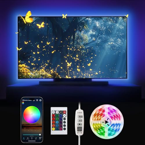 Beaeet TV LED Lights, 3M USB RGB Music Sync Color Changing LED Strip Lights for 32-60 inch TV/Computer Monitor with App & Remote Control