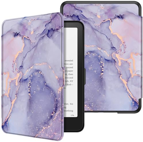 FINTIE Fodral för 7 tum Kindle Paperwhite(12:e Gen) – 2024/Kindle Colorsoft | Lätt Skyddsfodral med Automatisk Sömn/Väckning för Kindle Paperwhite(12:e Gen) och Kindle Colorsoft (1:a Gen), Marmor lila