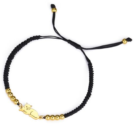 EUEAVAN Söta kattarmband för kvinnor, husdjur, hund, katt, tass, armband, handgjort, flätat, rött reparmband, valp, hundlänk, kedja, minnessmycke, katt, tema, present till husdjursälskare, adjustable,