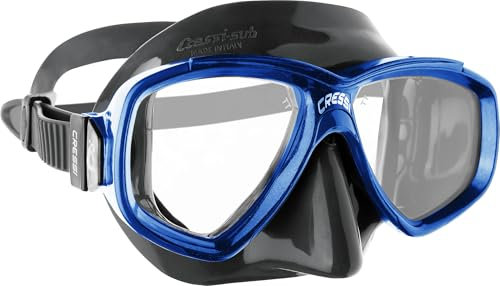 CRESSI Perla Mask Black/Blue-Single Perla Mask for Diving and Snorkelling, Black/Blue, One Size, Unisex