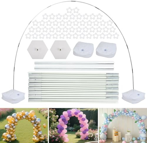 TMBMLPP Adjustable Balloon Arch Stand Kit, 3*2.2 m(W*H) Balloon Arch Stand Frame, Reusable Balloons Arch Kit, Balloons Arch with Fillable Base, for Birthday Party Wedding Xmas Graduations Decoration