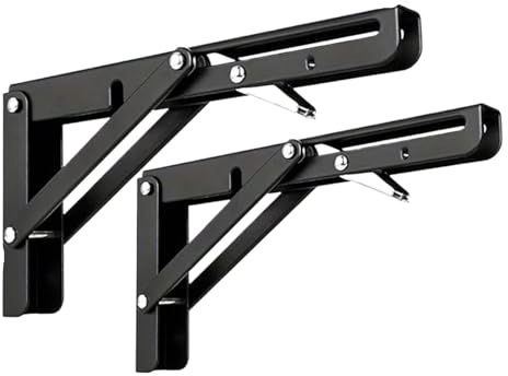 2 pezzi Staffe for mensole pieghevoli fai da te Montaggio a parete Cerniera for fisse Banco lavoro pieghevole Ripiani for tavolo Camper Garage chiuso