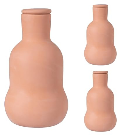Relaxdays Set 3 Vasi Irrigazione Radical, Terracotta 500 ml, per aiuole Rialzate e Serre, Risparmio d'Acqua