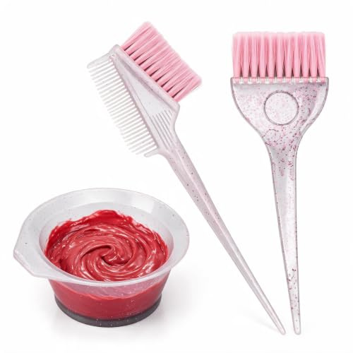Salon Tint Brush Comb with Mixing Bowl for Hair Bleaching & Colouring | Hair Dye Brush Set, ABS+Nylon,