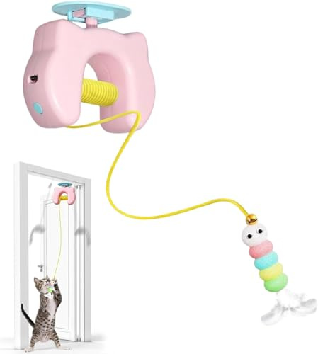 FOUTP Gioco Elettrico per Gatti Interattivo Automatico da Porta Esercizio Intelligente per Gattini Indoor Simulazione di Caccia e Addestramento Antinoia Giocattolo Stimolante per Movimento (rosa)