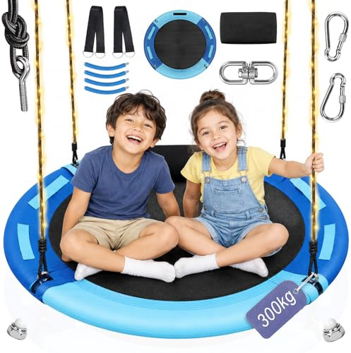 Beeoecm Altalena a Nido Esterno 100 cm, Portata Fino a 300 kg (Blu)