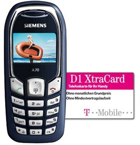 Siemens A70 Xtra Pack Prepaid Cellulare in argento o blu con 10,-Euro prepagata (SIM Lock)