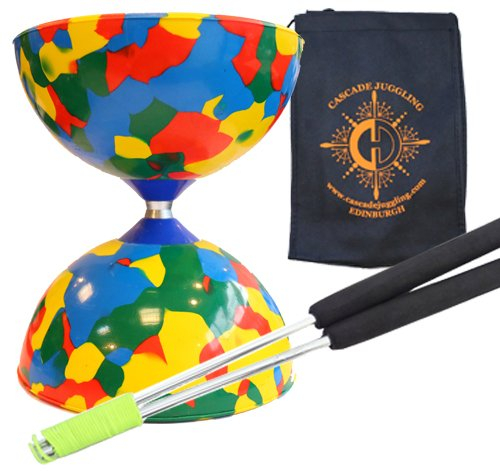 Diabolo Narr Diabolo mit Aluminium-Metallstäben und Tragetasche – Diablo Set aus Gummi, mehrfarbig