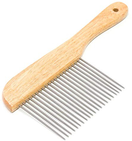 Ryan's Pet Supplies Paw Brothers Poodle Comb Brush for Dogs, Professional Grade, Wooden Ergonomic Handle, Stainless Steel Teeth, Dematting Comb for Dogs, Extra Long Teeth