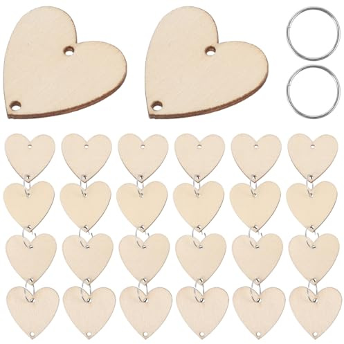 Amosfun 50 Discos De Madera En Forma De CorazóN Con Bucles De Hierro Para Calendario Colgante DecoracióN Diy Recordatorio De CumpleañOs Manualidades Y Fiestas Hogar