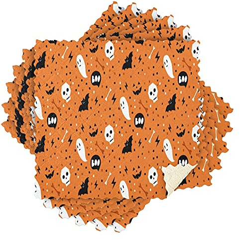 Lot de 6 torchons de cuisine pour sécher la vaisselle, chiffon de nettoyage pour évier, table de cuisson, 27,9 x 27,9 cm, têtes de mort, os, fantômes