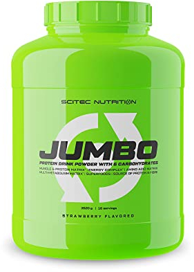 Scitec Nutrition Jumbo - Hochkalorischer Weight Gainer - mit Mehrkomponenten-Protein - Aminosäuren-Matrix - Metabolische Matrix - Superfood-Mischung, 3,52 kg, Erdbeere