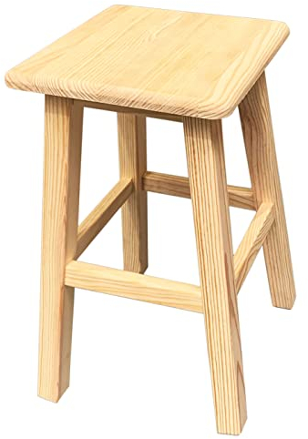 AC - Taburete de Madera Cuadrado - Deco 50 Cm - Diseño Clásico - Fabricación de Madera - Hogar y Cocina - Ideal para Cocina o Bar - Tamaño: 50 x 29,5 x 29,5 cm