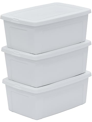 Iris Ohyama Scatole Portaoggetti, 11L, Set di 3, Bianco, Chiusura facile, Impilabile, Durable Plastica, Per Armadio, Scaffali, Scuola, Organizzazione, Giocattoli, Cartoleria, Scarpe, MCB-11