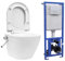 JUNZAI Wand-WC ohne Spülrand mit Einbau-Spülkasten, Toilette, Hänge Wc, Kloschüssel, Laufen Wc, Keramik Weiß - at
