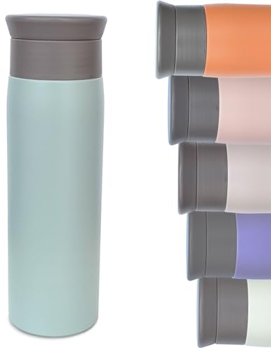 Thermal Flask for Hot Drink, 500ml Coffee Cup Travel Mug, Insulated Travel Coffee Mug, Stainless Steel Water Bottle with Filter, Leak-Proof with Hygienic Drink Opening (Light Green)