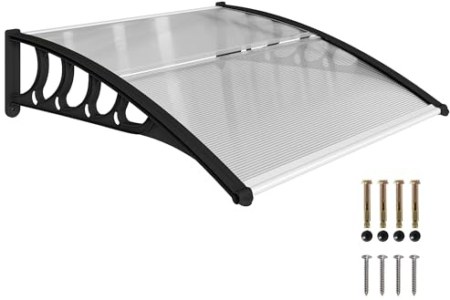 Outsunny Auvent pour Porte d'entrée - 103 x 96,5 x 27 cm - Auvent avec Protection UV - Protection Contre la Pluie - Protection Solaire pour l'extérieur - Aluminium Transparent