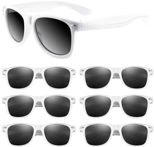 ASTARON Retro Vintage Sonnenbrille Bulk, 6 Pack polarisiert Günstige Neon Sonnenbrillen Bulk für Frauen und Männer(Weiß)