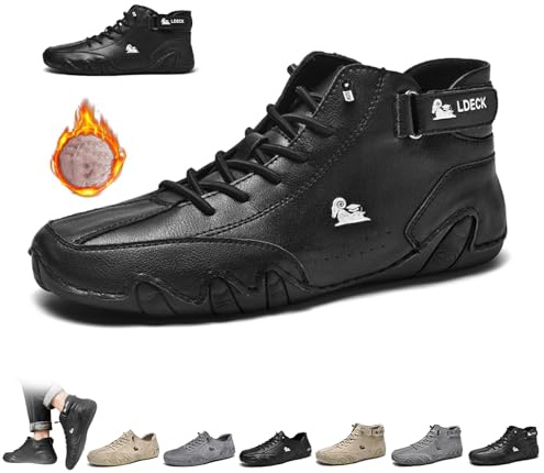 Bottes hautes en daim faites à la main en Italie for hommes, Chaussures Beck Imperméables Extérieur Antidérapantes Légères Baskets décontractées Hike Footwear Chaussures Pieds Nus(Black velvet,43 EU)