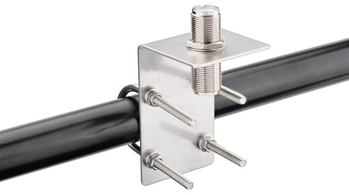 Bingfu Antenna Mount Bracket with U-Bolts, 16mm Hole, Compatible with Ham, CB, and Amateur Radios, Includes SO239 to SO239 UHF Adapter