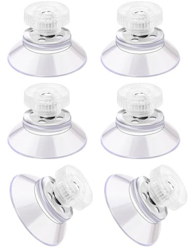 Saugnapf/Saugnäpfe Mit Gewinde Und Rändelmutter, 6 Stück Vielseitig Einsetzbare Saugknöpfe Extra Stark Pvc Transparente Saugnäpfe Für Fenster Glas Gummi Mit Metallschraubenmutter, ø25mm