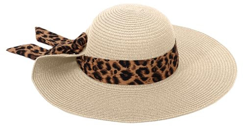 LY4U Damen Sonnenhüte UPF 50, Damen Charmanter Strohhut, Sommer Strandhut für Mädchen, Faltbarer Reisehut