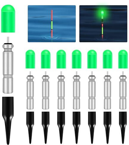 8 Stück Led Posen Angeln, Nachtangeln Rutenspitze Lichter, Led Angelposen, Posen Angeln-Ladegerät, Nacht Angeln Led Posen, Angelposen Nacht-Angeln Für See Fluss Bach Teich