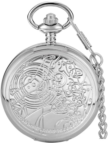 Tiong Relojes de bolsillo personalizados de Dr. Who, reloj de bolsillo de cuarzo grabado personalizado, regalos personalizados para cumpleaños, día del padre, aniversario, boda, 62-plata, Retro