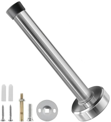 Wand Edelstahl Türstopper, 15CM Türstopper Wandmontage Mit Gummi Puffer, Enthält Befestigungsschrauben Und Dübeln, Für Bad, Schlafzimmer, Wohnzimmer(Silbrig)