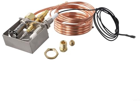 Durashmall Kit de montaje de quemador piloto con termopar y cable de encendido para chimenea de gas propano, chimenea y calentador, construcción de acero inoxidable, 900 mm de longitud, conexión M8