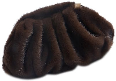 Msioytog Borsa a tracolla portatile in pelliccia sintetica con tracolla ergonomica funzionale per lunghe ore di trasporto durante le riunioni autunnali, Caff