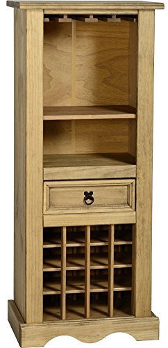 Corona Solid Wood Pine Wine Rack Wooden Drinks Glasses Storage Cabinet Home Bar Mexican Style Kitchen Unit Lounge Living Room 135cm High 56cm Wide 35cm Deep