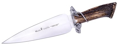 Electropolis Muela Coltello da Caccia Mastin Colpo, Lama in Acciaio Inossidabile MOVA 24,5 cm, Pugno con Corna di Cervo, Salvare e Argento Carta Moneta Regalo Scopo +