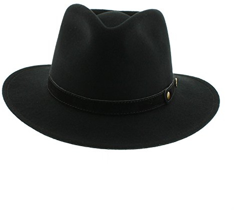 votrechapeau - Chapeau Fedora - Feutre Pliable et imperméable - Pétrus - Noir - Tour de tête 60