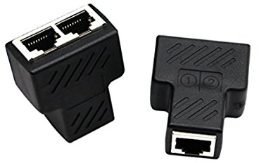 CERRXIAN Nouveau RJ45 Splitter Adaptateur, Câble Ethernet CAT5/5e/6/7 Splitter, Connecteur Réseau Kit de Partage (Adaptateur RJ45) (2 Pack)