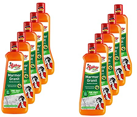 POLIBOY Marmor Granit Pflege - Imprägnierendes Pflegemittel für Naturstein - Glanzpolitur mit Schutzwirkung - 10x 500 ml - Made in Germany